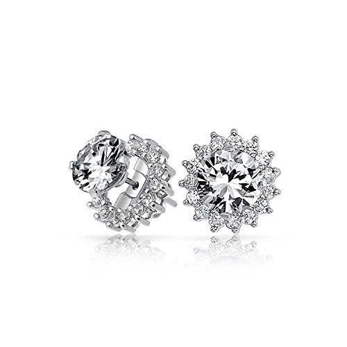 Brilliant Cut 1CT CZ Solitaire Removable Cubic Zirconia Halo Jacket CZ Stud Earrings For Women 925 Sterling Silver Brilliant Cut 1CT CZ Solitaire Removable Cubic Zirconia Halo Jacket CZ Stud Earrings For Women 925 Sterling Silver