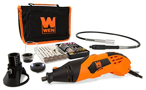 WEN 23114 14 Amp High Powered Variable Speed Rotary Tool with Cutting Guide LED Collar 100  Accessories Carrying Case and Flex Shaft