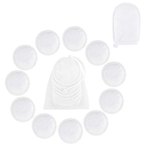 Bamboo Makeup Remover Pads   Reusable Organic Cotton Rounds with Laundry Bag   Washable Facial Cleansing Cloths for Eye Makeup   Remove Face Wipe   Reusable Makeup Remover Pads   Bambaw White