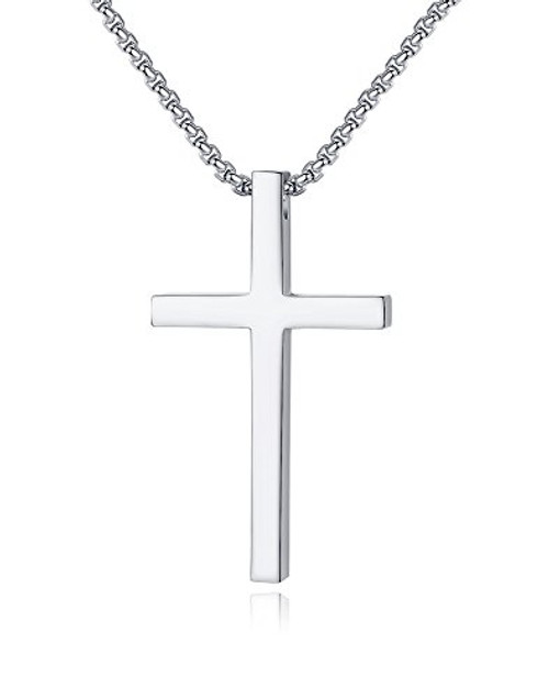 Reve Simple Stainless Steel Silver Tone Cross Pendant Chain Necklace for Men Women 20 22  Men 17102   Pendant 22   Rolo Chain Reve Simple Stainless Steel Silver Tone Cross Pendant Chain Necklace for Men Women 20 22  Men 17102   Pendant 22   Rolo Chain
