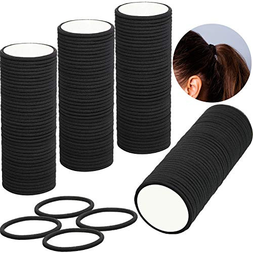 300 Count Black Elastics Hair Ties No Metal Hair Bands Seamless Ponytail Holders No Crease Elastic Hair Rope for Thick Heavy Curly Hair 4 mm 300 Count Black Elastics Hair Ties No Metal Hair Bands Seamless Ponytail Holders No Crease Elastic Hair Rope for Thick Heavy Curly Hair 4 mm