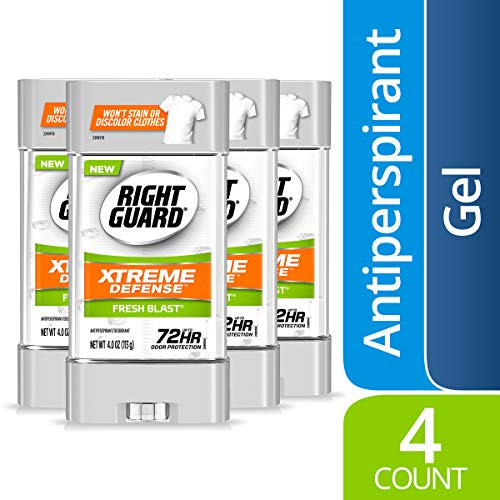 Right Guard Xtreme Defense Antiperspirant Deodorant Gel Fresh Blast 4 Ounce 4 count