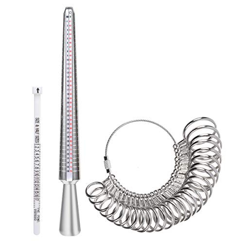 3 in 1 Ring Sizer Measuring Tool Set Metal Ring Sizers Stainless Steel Ring Gauges Finger Sizer   Ring Mandrel Aluminuml  Size 1 13    Ring Sizer Belt