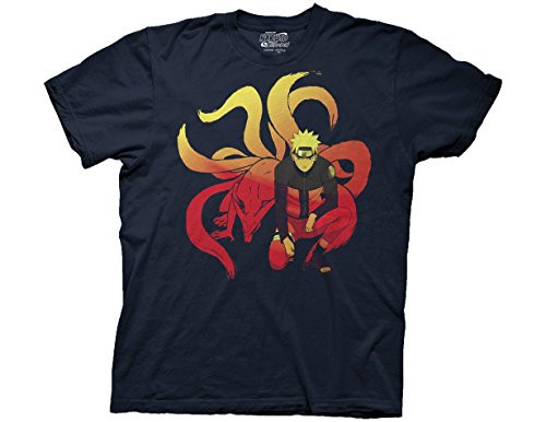 Ripple Junction Naruto   Shippuden Naruto and Nine Tails Adult T Shirt Small Navy