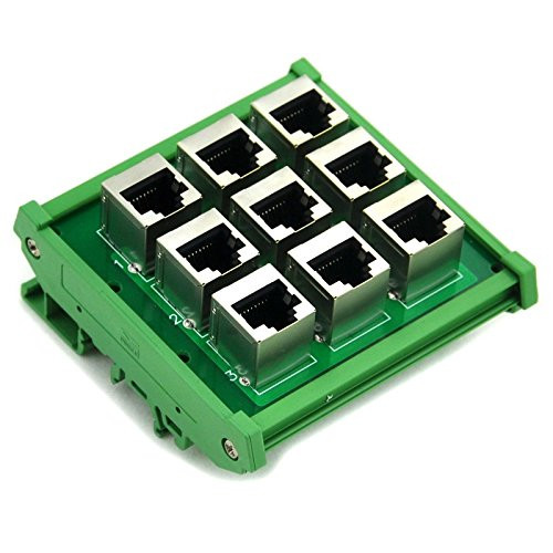 Electronics Salon RJ45 8P8C 9 Way Buss Board DIN Rail Mount Interface Module