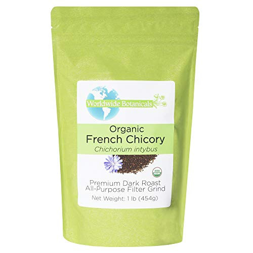Worldwide Botanicals Organic French Chicory Root   Dark Roast Brew Like Coffee Blend Roasted Chicory Root With Coffee Coffee Alternative Acid Free Caffeine Free Kosher 1 Pound