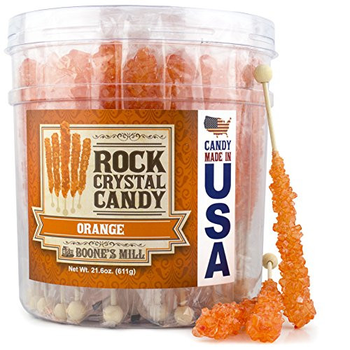 Boone s Mill   Rock Crystal Candy Sticks   Orange   36 Sticks