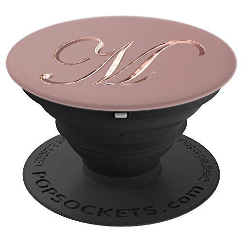 Rose Gold Monogram Capital Letter Initial M PopSockets Grip and Stand for Phones and Tablets