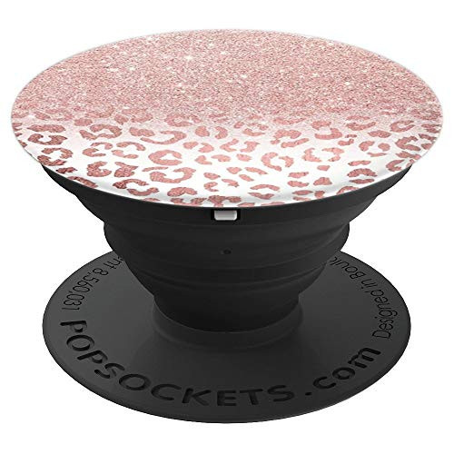 Rose Gold Leopard Print Sparkle Ombre Cheetah Print PopSockets Grip and Stand for Phones and Tablets