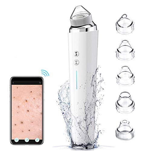 Blackhead Remover VacuumROTEK WIFI 5MP Visual Pore Vacuum 20x Magnification USB Rechargeable Blackhead Vacuum Facial Comedo Acne Extractor ToolPhone Linked Display WiFi Beauty Device