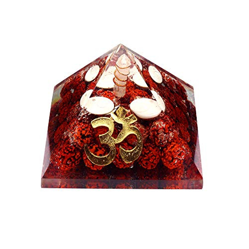 Spiritual Elementz Rudraksha with Seashell Orgone Pyramid  3 Inch  Stone Protector from Negative Energy
