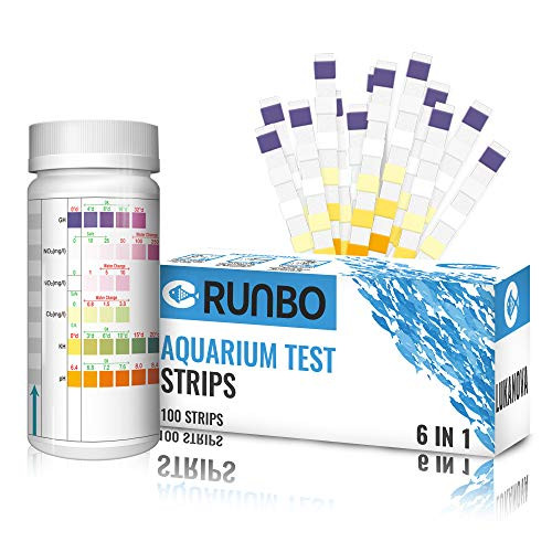 RUNBO Aquarium 6 in 1 Test Strips for Fresh Salt Water 100 Counts Easy and Accurate Test Nitrate Nitrite General Hardness Free ChlorinePH Carbonate