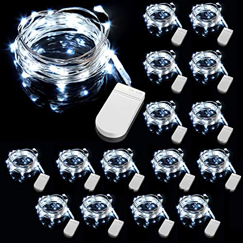 CLY 10ft 16 Pack Fairy Lights 30 LEDs Waterproof Outdoor Copper Wire String Lights Battery Operated Included Firefly Starry Lights for DIY Christmas Mason Jars Wedding Party CLY 10ft 16 Pack Fairy Lights 30 LEDs Waterproof Outdoor Copper Wire String Lights Battery Operated Included Firefly Starry Lights for DIY Christmas Mason Jars Wedding Party