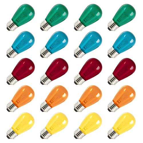 Bulbs 11 Watt Warm Replacement Incandescent Glass Light Bulbs with E26 Medium Base for Indoor and Outdoor Commercial Grade Outdoor Patio Vintage String Lights  Multi Colored