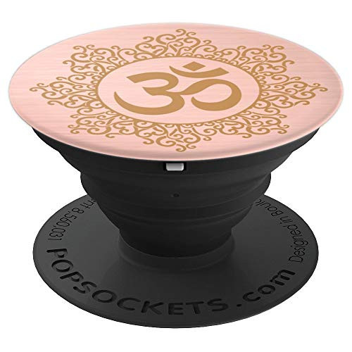 Om Rose Gold Mantra Symbol Mandala Yoga Meditation PopSockets Grip and Stand for Phones and Tablets