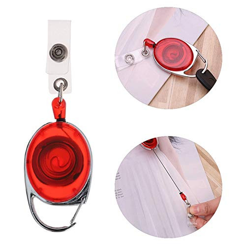 Topxome 1pcs Portable Keychains Retractable Pull Keychain Lanyard ID Badge Holder Car Keys Card Belt Clip Key Ring Chain Buckle Key Chain  B Red