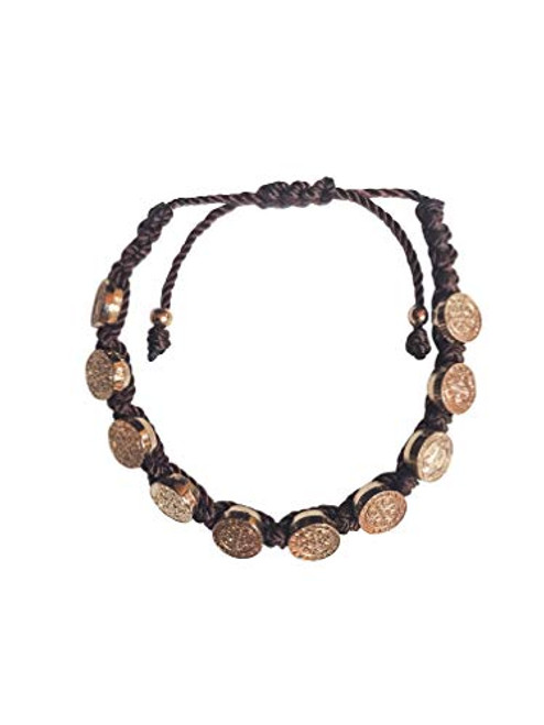 Saint Benedict St Benito Protection Medal Brown Cord Bracelet Pulsera de hilo de San Benito Saint Benedict St Benito Protection Medal Brown Cord Bracelet Pulsera de hilo de San Benito