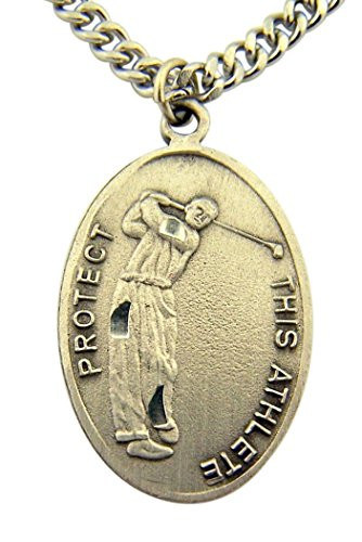 WJH Silver Toned Base Patron of Sports Saint Sebastian Golf Athlete Medal 1 Inch
