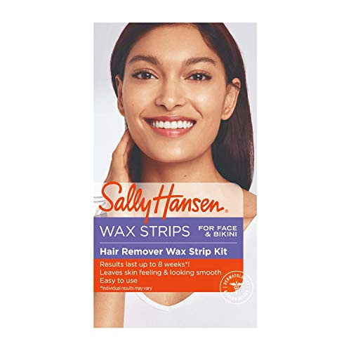 Sally Hansen PR COM RT X1075833 Hair Remover Wax Strip Kit for Face Brows   Bikini 34 Strips  17  Double Sided Strips  2 Pack