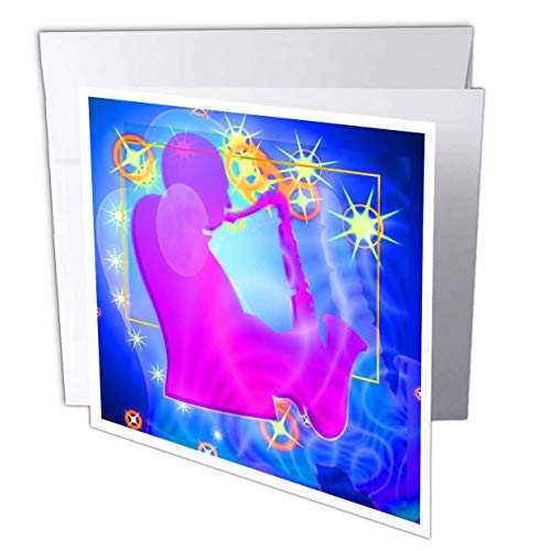 3dRose Sax Jazz player abstract art with stars and blue background   Greeting Cards 6 x 6 inches set of 6  gc 60110 1