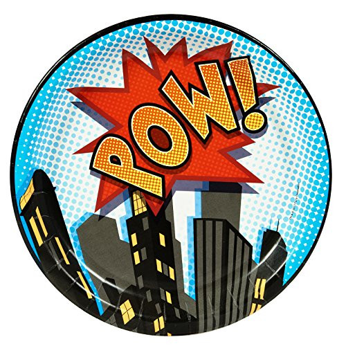 BirthdayExpress Superhero Comics Party Supplies - Dinner Plates (8)
