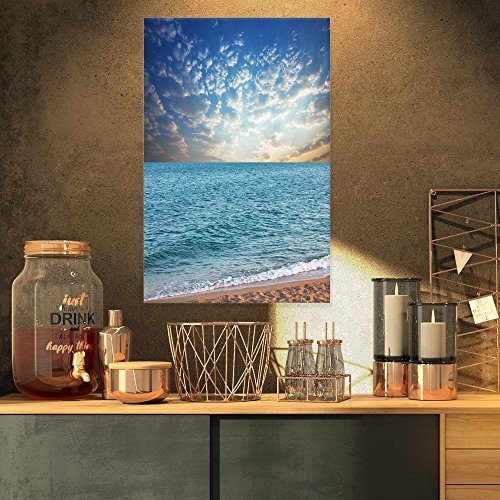Design Art PT10425-16-32 Fasting Moving Clouds Modern Beach Canvas Art Print-16X32, 16x32 Blue Design Art PT10425-16-32 Fasting Moving Clouds Modern Beach Canvas Art Print-16X32, 16x32 Blue