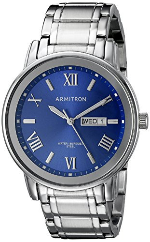 Armitron Men s 20 4935BLSV Day Date Function Silver Tone Bracelet Watch