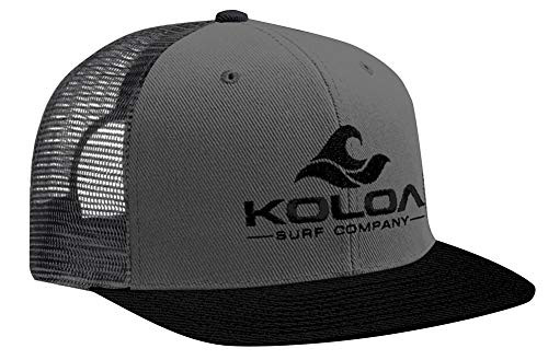 Koloa Surf Mesh Back Wave Logo Trucker Hat Black Grey with Black Logo