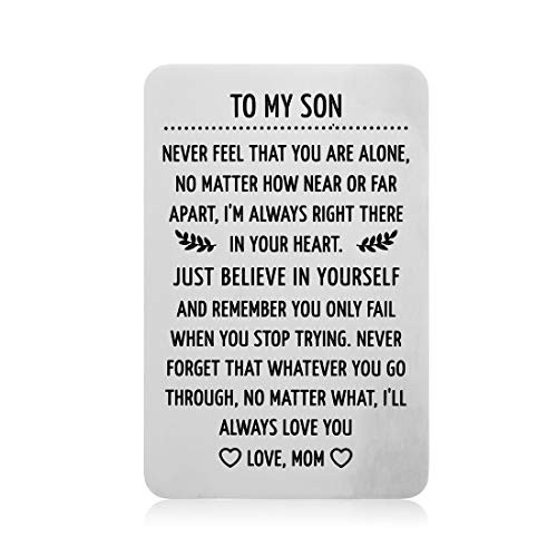 to My Son Wallet Card Valentine Gifts for Son from Mom Step Mother Inspirational Sweet 16th Birthday Love Note Gift for Him Teens Adult Men Teenage Boys Gradation Encouragement Gifts