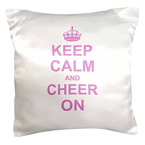 3dRose pc_157697_1 Keep Calm And Cheer on Carry on Cheering Gift For Cheerleaders Pink Fun Funny Humor Humorous Pillow Case, 16" x 16"