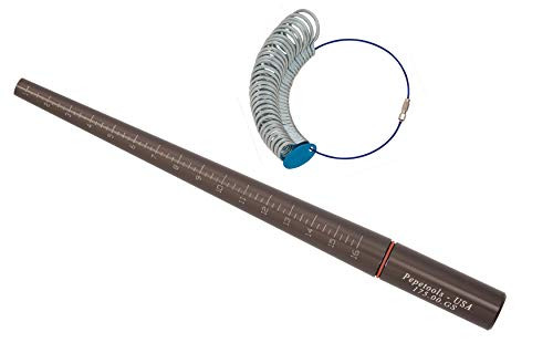 Pepetools Gold Standard Aluminum Mandrel with Groove and Finger Sizer Set Calibrated Matching Sizes