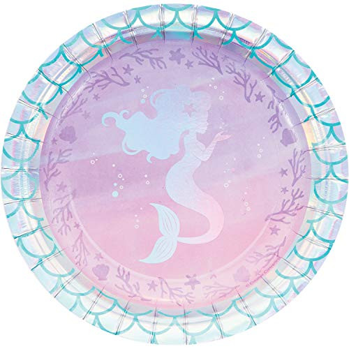 Creative Converting Iridescent Mermaid Party Dessert Plates 7  Purple