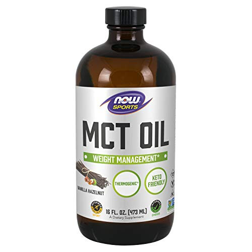 NOW Sports Nutrition MCT  Medium chain triglycerides  Oil Vanilla Hazelnut 16 Ounce