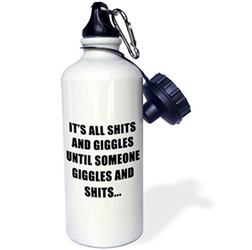 3dRose Shit Just Got Real Purple Sports Water Bottle 21 oz White
