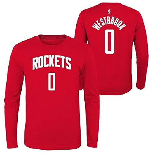 Outerstuff NBA Youth Game Time Team Color Player Name and Number Long Sleeve Jersey T Shirt  X Large Russel Westbrook Houston Rockets