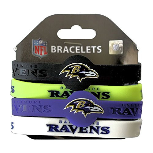 aminco NFL Baltimore Ravens Silicone Bracelets 4 Pack aminco NFL Baltimore Ravens Silicone Bracelets 4 Pack