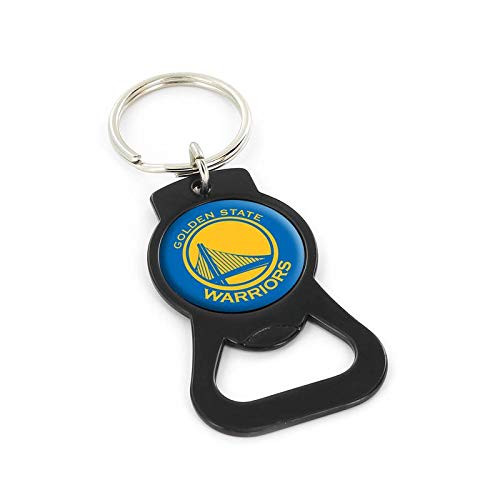 aminco NBA Golden State Warriors Domed Logo Black Bottle Opener Key Ring