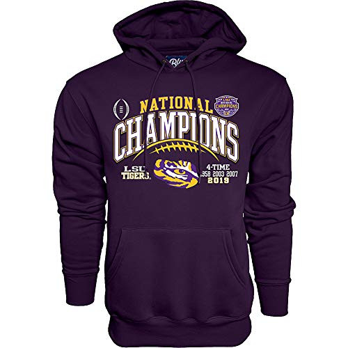 Elite Fan Shop LSU Tigers National Championship Champs Hooded Sweatshirt 2019 2020 Laces Purple   XX Large