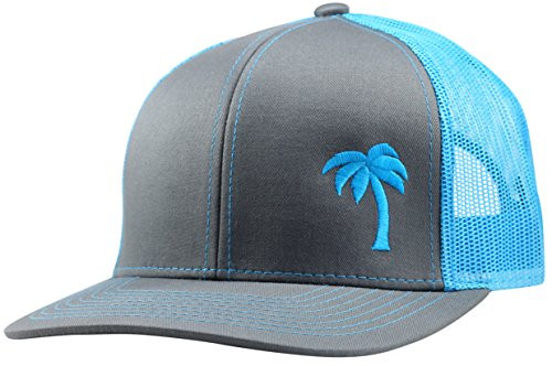 LINDO Trucker Hat   Palm Tree Series  Graphite Aqua