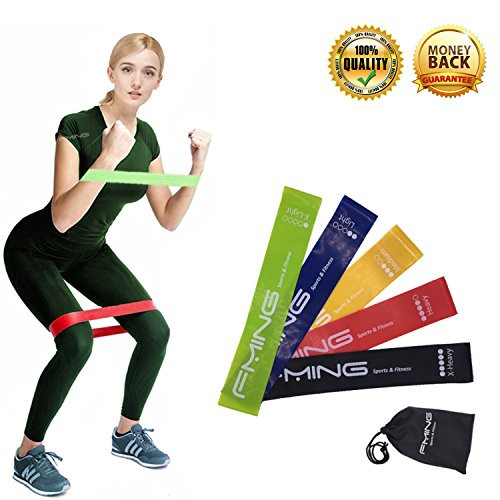 Resistance Loop Exercise Bands Fitness Bands for Women Men Workout Bands for Training Yoga Pilates Stretch Rehab and Physical Therapy Elastic Loop Bands for Legs Butt Set of 5 Exercise Loops