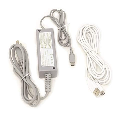 yueton Charger Kit for Wii U GamePad 100-240V Wall Power AC Charger Adapter for Nintendo Wii U GamePad Controller with Usb Charger Cord