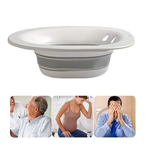 Hamkaw Sitz Bath for Toilet Seat Foldable Sitz Bath Tub Basin for Hemorrhoids Postoperative Perineal Soaking Bath Pregnant Women Elderly Patients On The Toilet White Grey