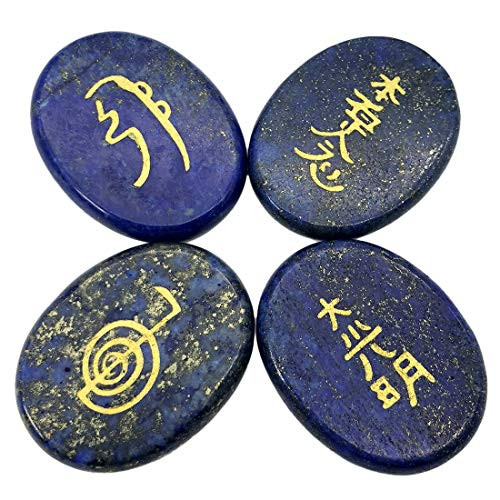 favoramulet Engraved Palm Stone Healing Crystal Chakra Polished Worry Pocket Stones Reiki Balancing Flat Oval Shaped Pack of 4 Lapis Lazuli 19  x 15