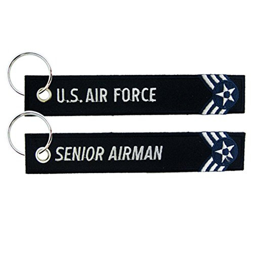 Eagle Crest US Air Force Senior Airman Black Embroidered Key Chain
