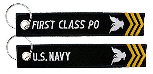 US Navy First Class Petty Officer Black Embroidered Key Chain