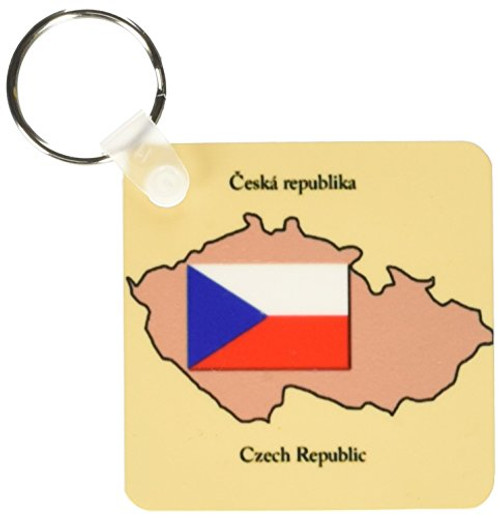 3dRose The map and flag of the Czech Republic with Czech Republic printed in English and Czech - Key Chains, 2.25 x 4.5 inches, set of 2 (kc_37582_1)