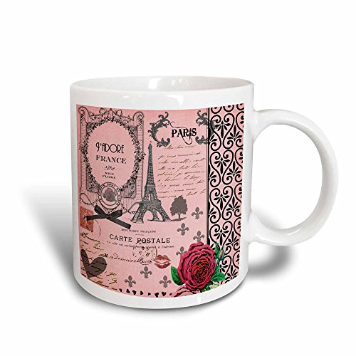 3dRose Vintage Pink Paris Collage Art "Eiffel Tower", Red Rose, Magic Transforming Mug, 11-Oz 3dRose Vintage Pink Paris Collage Art "Eiffel Tower", Red Rose, Magic Transforming Mug, 11-Oz