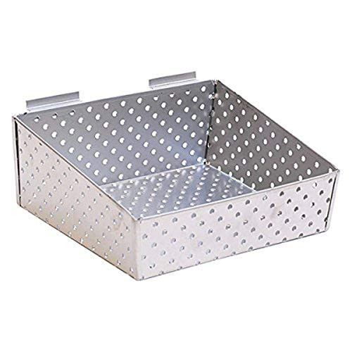 KC Store Fixtures A02022 Slatwall Basket 12  W x 10  D x 3  H to 5  H Back Perforated Metal Silver  Pack of 2