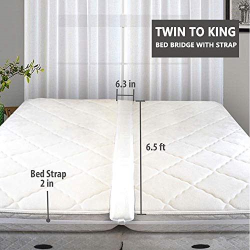 Yibaision Bed Bridge Twin to King Converter Kit Twin Bed Connector Kit Mattress Joiner Extra Wide King Maker Adjustable Bed Memory Foam Gap Filler and Connector Strap