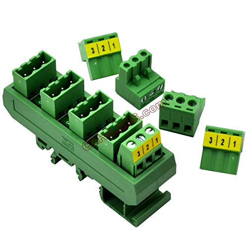 Electronics Salon Slim DIN Rail Mount 10A 300V 5x3 Position Pluggable Screw Terminal Block Distribution Module